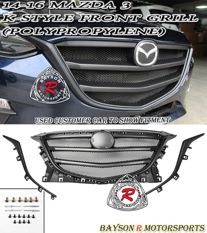 14-16 MAZDA 3 K-STYLE FRONT GRILL (POLYPROPYLENE)